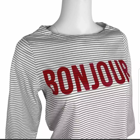 SOLD! NWT Cinq a Sept Maxine Striped Bonjour Top French 3/4 Length Sleeves - Picture 9 of 10